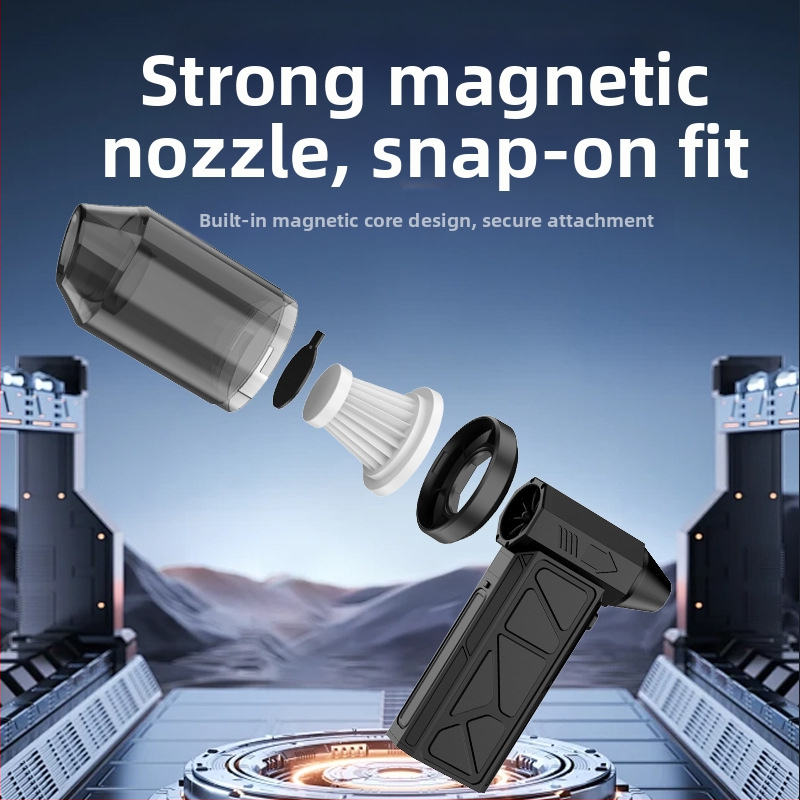 Портативен турбо вентилатор с ултраскоростно духане и всмукване за автомобилно почистване на прах; презареждаем, 7.4V, 150W, вакуум 16000Pa, кабел 60 см