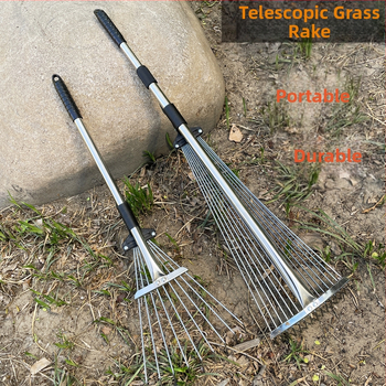 Sodo grėblys su apvalia galva, teleskopinis, iš plieno žemo anglies, daug dantų, modelis 0302