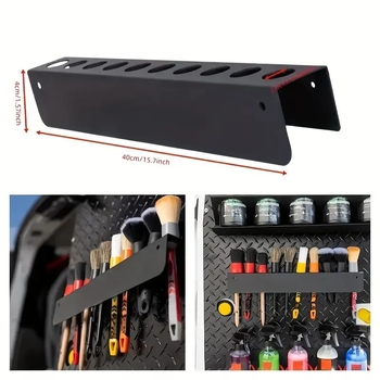 Θήκη βουρτσών λεπτομερειών αυτοκινήτου, εγκατάσταση στον τοίχο, πολυλειτουργικός οργανωτής, από ανθρακούχο ατσάλι, απλός μοντέρνος σχεδιασμός, 1 επίπεδο