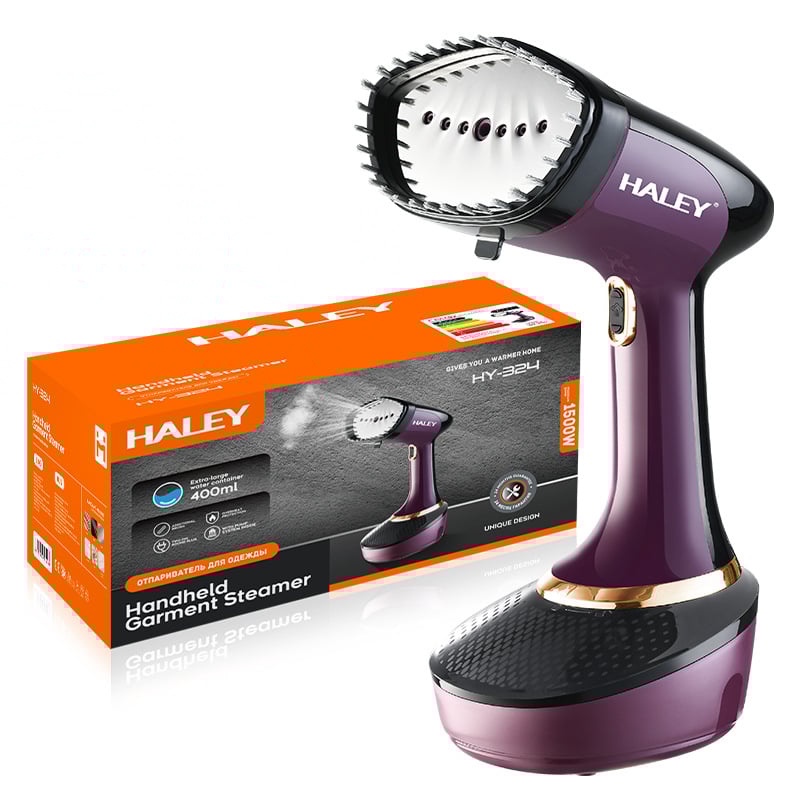 HALEY hordozható kézi textilgőző – 1500W, AC, >240V, tartály <0,8 L, mechanikus üzemmód