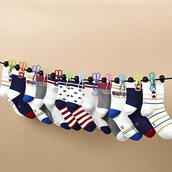 Džiovinimo klipsų rinkinys su 12 klipsų, modelis 0730, geležies, pakuotė 120 vnt., tinkama kojinėms, marškinėliams ir drabužiams, lauko džiovinimo lynas