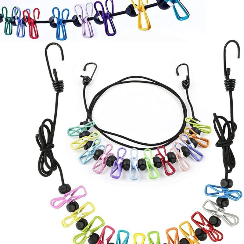 Džiovinimo klipsų rinkinys su 12 klipsų, modelis 0730, geležies, pakuotė 120 vnt., tinkama kojinėms, marškinėliams ir drabužiams, lauko džiovinimo lynas