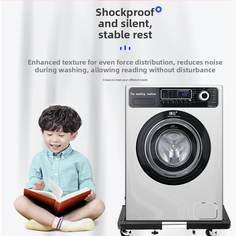 Стоманен мобилен рафт за хладилник и пералня, регулируем, телескопичен и с противохлъзгащи колела