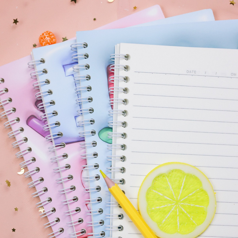 Textilborítású füzet, dinnyés karikatúra dizájn, ragasztott kötés, forest papír, 80 oldal, japán–koreai aranyos stílus