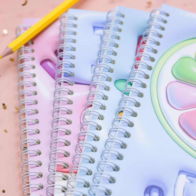 Textilborítású füzet, dinnyés karikatúra dizájn, ragasztott kötés, forest papír, 80 oldal, japán–koreai aranyos stílus