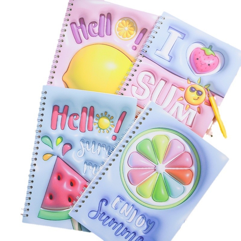 Textilborítású füzet, dinnyés karikatúra dizájn, ragasztott kötés, forest papír, 80 oldal, japán–koreai aranyos stílus