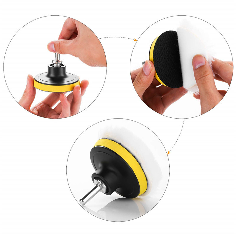 Automobiļu polirēšanas sūklīšu disku komplekts, 9 gab., pašlīmējošās viļņainas sūklīšu podložes; Zīmols Whirlwind blade; Tips Back Velvet; Materiāls Sūklis; Cietība 30