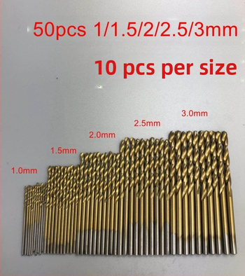 Autonomy HSS титаново покрити нитридирани спирални свредла комплект, 50 бр., за метал и дърво