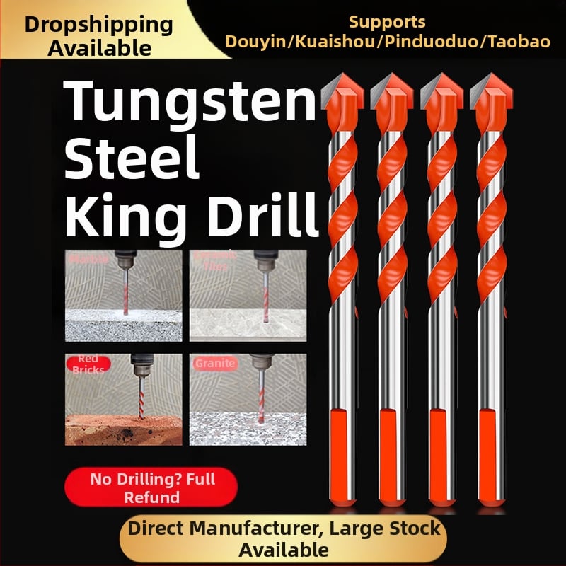 Алуминиев триъгълен бур за плочки и бетон – за пробиване на стъкло и цимент, съвместим с безжична бормашина