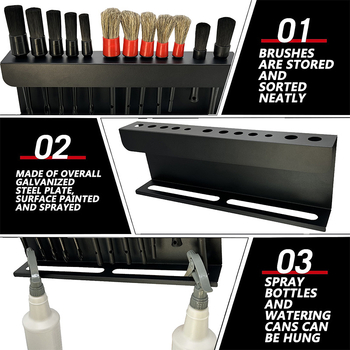 Διάταξη για βούρτσες αυτοκινήτου - 2-σε-1 βάση για σπρέι και βούρτσες, χάλυβας άνθρακα, βιδωτή εγκατάσταση, δημιουργικός σχεδιασμός