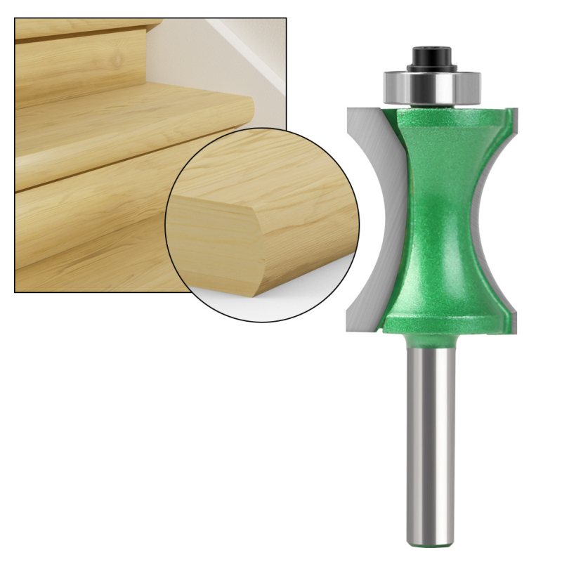 Αψιδωτή φρέζα ξυλουργικής με επίπεδη βάση και αυλακώσεις, κυκλικός άξονας