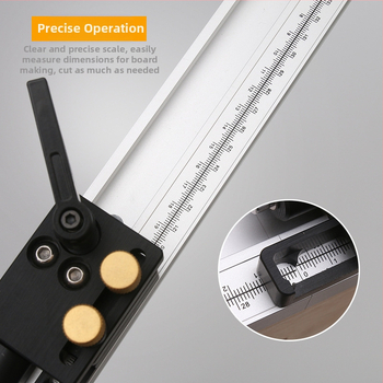 Ξυλουργική πλακέτα με αυλάκι γλιστρήσεως και κλίμακα; καθολική λαβή ώθησης; περιοριστής πάγκου για διαμόρφωση περιορισμών; μετρικό πρότυπο; προδιαγραφές 45–300