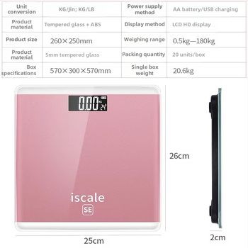 Elektroninės svėrimo svarstyklės svoriui matuoti, japonų stilius, paprastas dizainas (Maksimali apkrova: 180 kg; Maitinimas: baterija su USB įkrovimu; Funkcija: svorio matavimas)