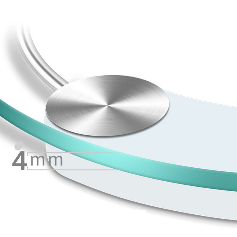 Svorio matuoklis su grūdintu stiklu, apvalus skaidrus dizainas, maksimali apkrova 180 kg, veikia su baterijomis, skirtas namų naudojimui