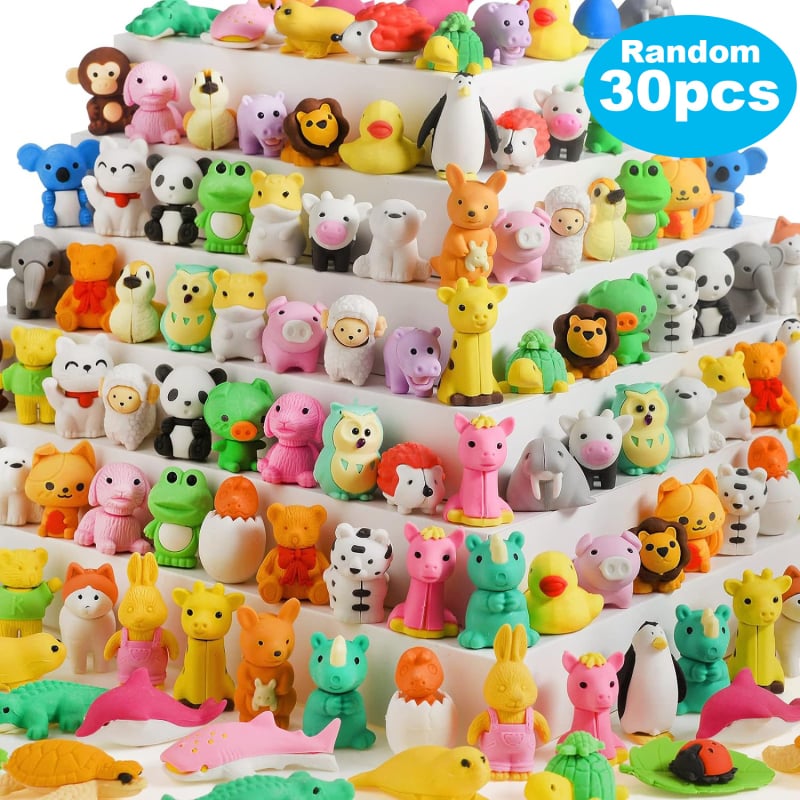 Гумени животни настолни играчки – 30 броя случайни животни, модел R0014-2, награди за класната стая