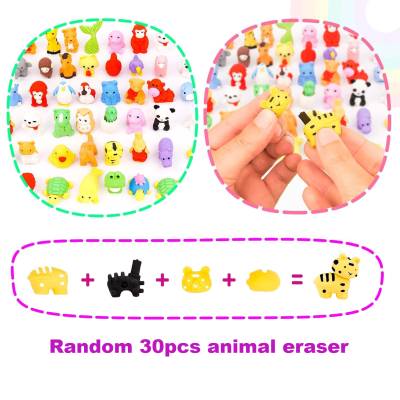 Guminių gyvūnėlių stalo žaislai – 30 dalių atsitiktinių gyvūnų rinkinys, modelis R0014-2, klasės prizas