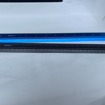 Комплект от три линейки с триъгълен чертожен линеал, алуминиева сплав, лазерно гравиран, за ученици от начален клас