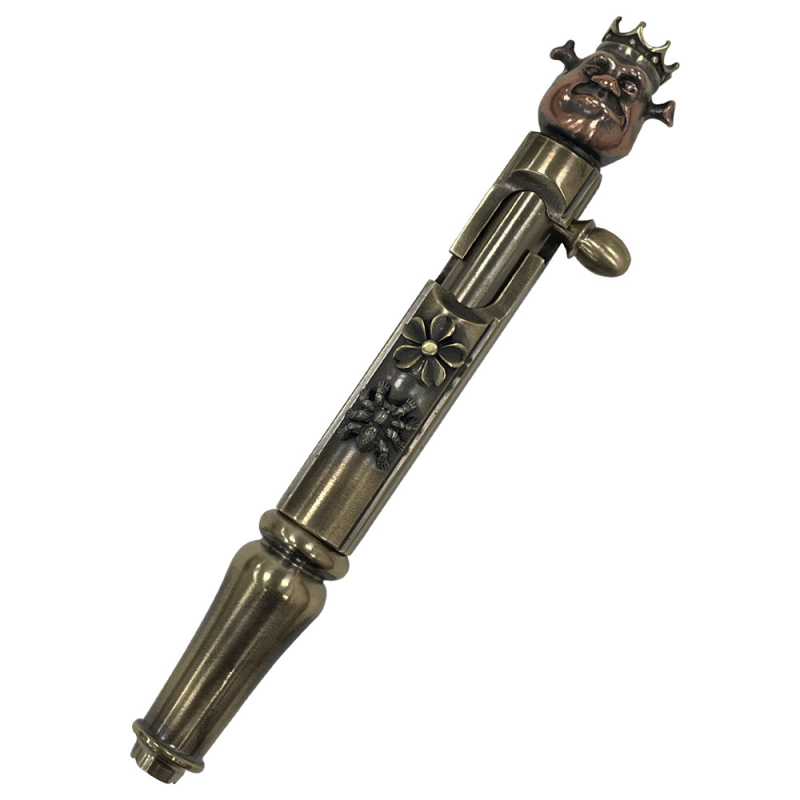 Csavaros toll sárgarézből, kézzel készített, patinált cyberpunk stílusú taktikai irodai toll (SHJ; Anyag: Sárgaréz; Mechanizmus: csavaros; Felület: Patinált; Tömeg: 108 g)