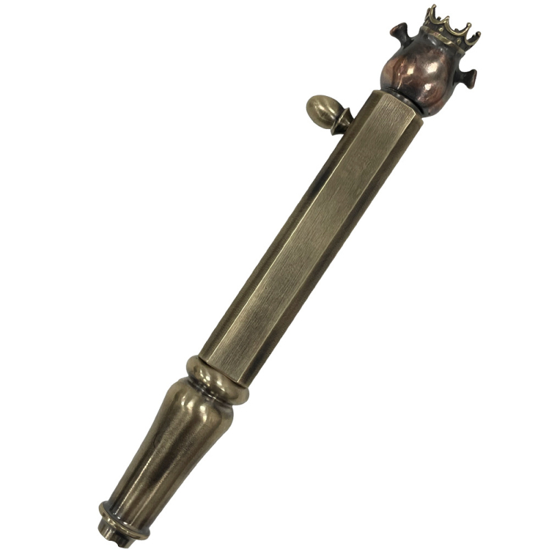 Csavaros toll sárgarézből, kézzel készített, patinált cyberpunk stílusú taktikai irodai toll (SHJ; Anyag: Sárgaréz; Mechanizmus: csavaros; Felület: Patinált; Tömeg: 108 g)