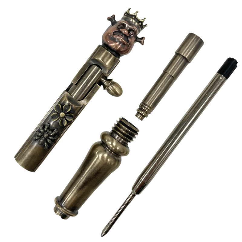 Csavaros toll sárgarézből, kézzel készített, patinált cyberpunk stílusú taktikai irodai toll (SHJ; Anyag: Sárgaréz; Mechanizmus: csavaros; Felület: Patinált; Tömeg: 108 g)