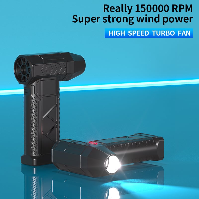 Ръчен USB вентилатор с вградена батерия 4000–6000 mAh, безчетков мотор, 3 скорости, време на работа 3–6 ч.