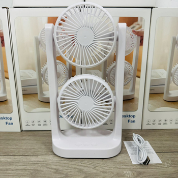 USB настолен двуглав вентилатор, 6+ лопасти, 3 скорости, ABS корпус