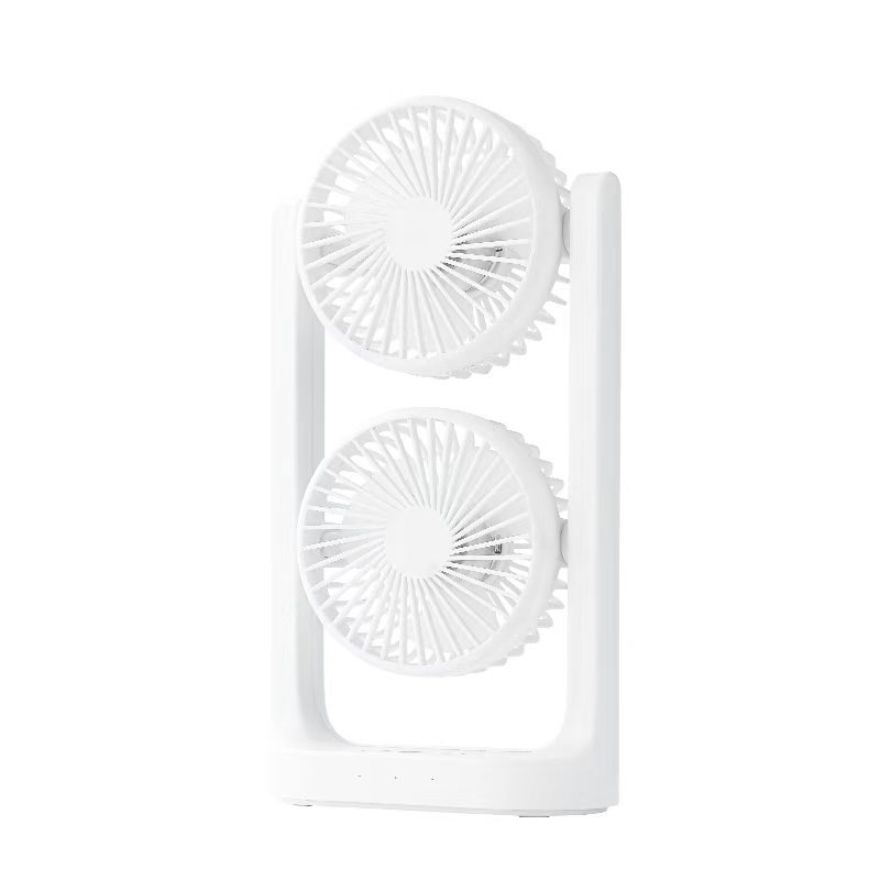 USB настолен двуглав вентилатор, 6+ лопасти, 3 скорости, ABS корпус