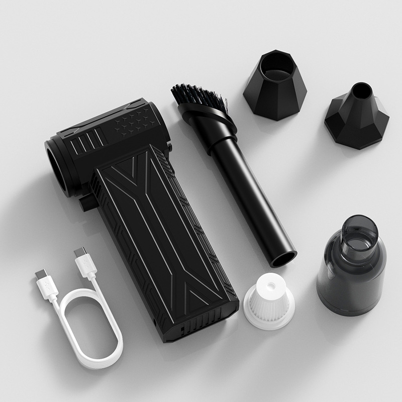 Kézi turbó ventilátor brushless motorral, kettős fújás és szívás, USB-táplálás, beépített 4000–6000 mAh akkumulátor, ABS ház