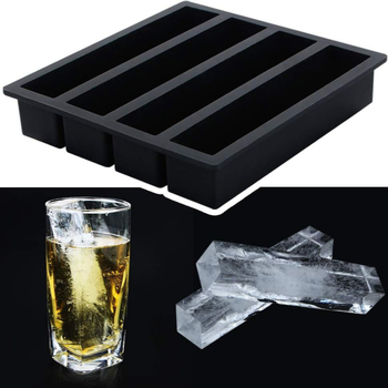 Szilikon jégkészlet 4 rekesszel, hosszú jégcsíkokhoz, könnyű kiemelés