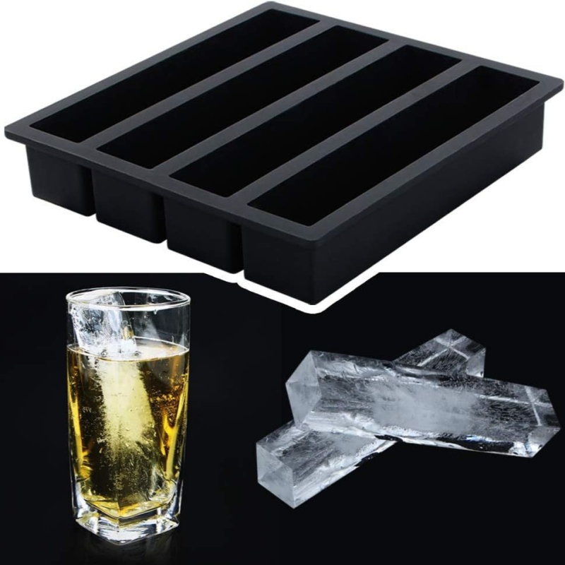 Szilikon jégkészlet 4 rekesszel, hosszú jégcsíkokhoz, könnyű kiemelés