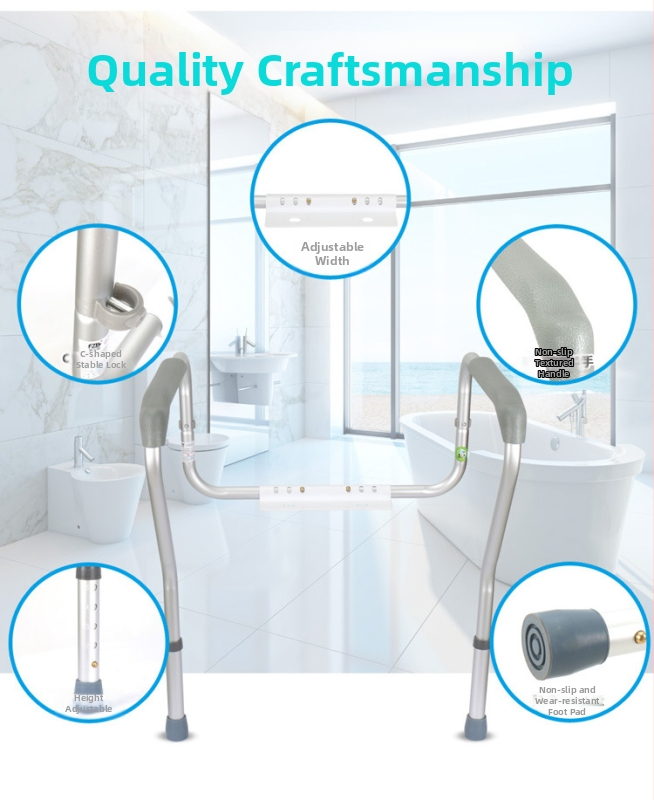 Дръжка за тоалетна в банята – марка FZK, алуминиева сплав, модел FZK-180003, монтаж без пробив, антиплъзгаща