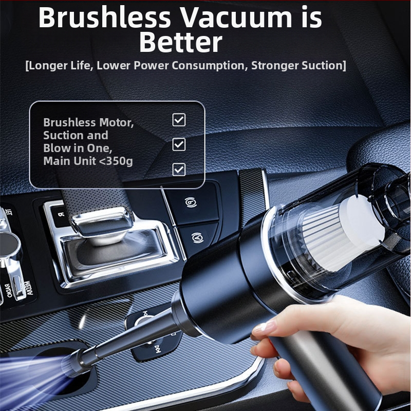 Rokas automobiļu putekļu sūcējs, bezvadu, 4‑in‑1, bezkartālais motors, 120W/11.1V, 9000 Pa sūknēšana