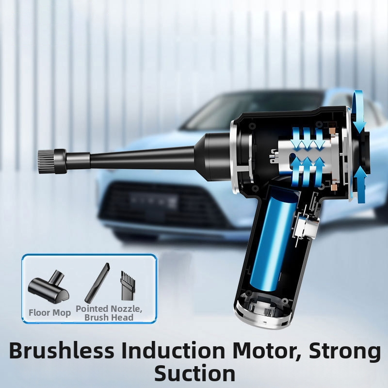 Rokas automobiļu putekļu sūcējs, bezvadu, 4‑in‑1, bezkartālais motors, 120W/11.1V, 9000 Pa sūknēšana