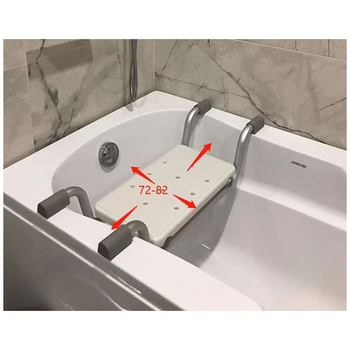 Șezut de baie din aliaj de aluminiu, cu lățime reglabilă, suprafață antiderapantă și suport pentru cadă