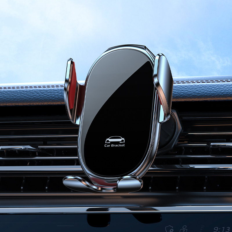 Autótelefon-tartó gravitációs rögzítéssel, univerzális illeszkedésű légkimenethez, háromszög alakú kerettel