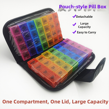 Leather Clip Pill Box Медицинска кутия, пластмасова PP+PU, 2L капацитет, с отделения, произход Гуанджоу