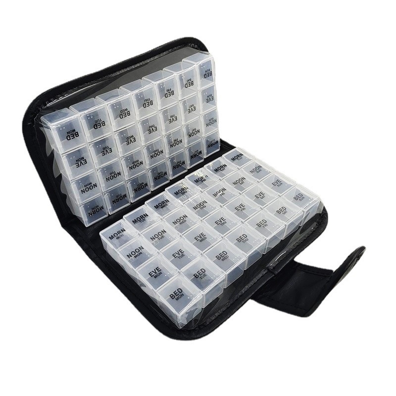 Leather Clip Pill Box Медицинска кутия, пластмасова PP+PU, 2L капацитет, с отделения, произход Гуанджоу