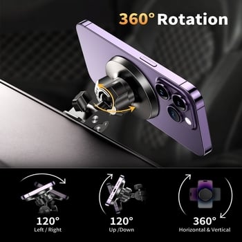 CHOETECH MagSafe autós tartó – mágneses rögzítés a légkivezetőhöz, Snap-on szerelés, Apple MagSafe-kompatibilis