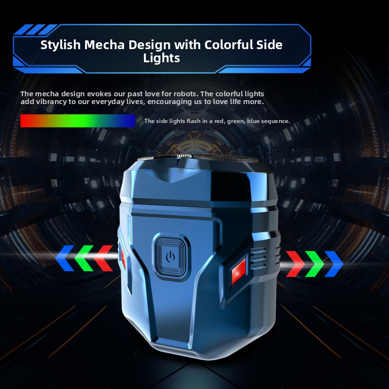 Elektrinis skustuvas, nešiojamas ir atsparus vandeniui, su LED ekranu, pasukama dviejų peiliukų galva, įmontuota baterija iki 50 minučių.