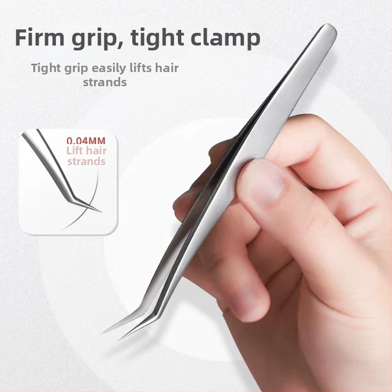 Пинсета за мигли за самостоятелно поставяне, висока прецизност, клип с пернат връх, универсално приложение