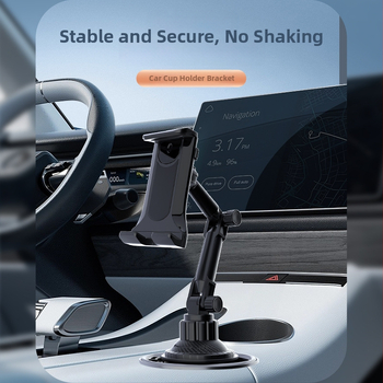 Auto krūzes turētājs ar saliekamu dizainu – telefona/tabletes turētājs (Modelis Cup holder 1003; Materiāli: ABS, alumīnija sakausējums, sūklis, silikons; Pielāgošana: Jā)