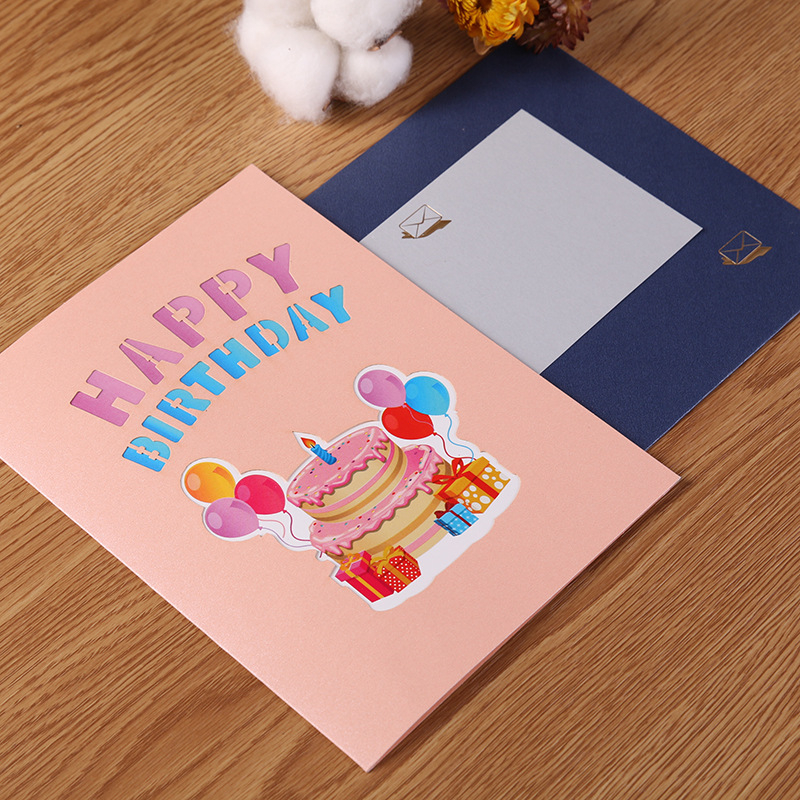 3D ръчно изработена поздравителна картичка за рожден ден с ръчно нарисувана илюстрация (Материал: специална хартия; Процес: ръчна изработка; Подходяща за: рожден ден; Стил: ръчно рисувана илюстрация)