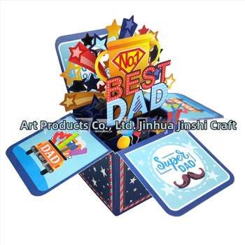 3D сгъваема поздравителна картичка Best Dad, ръчно изработена от хартия, модерен и семпъл стил, за рожден ден и Деня на бащата