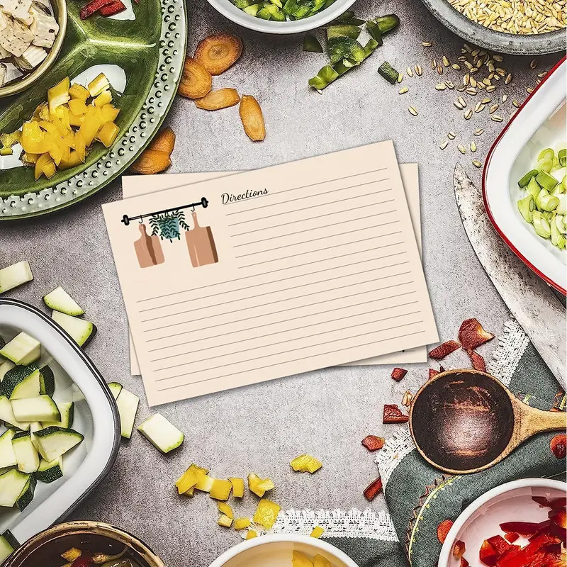 Карти за рецепти, хартия с покритие, печат, семпъл и модерен стил, поздравителна картичка.