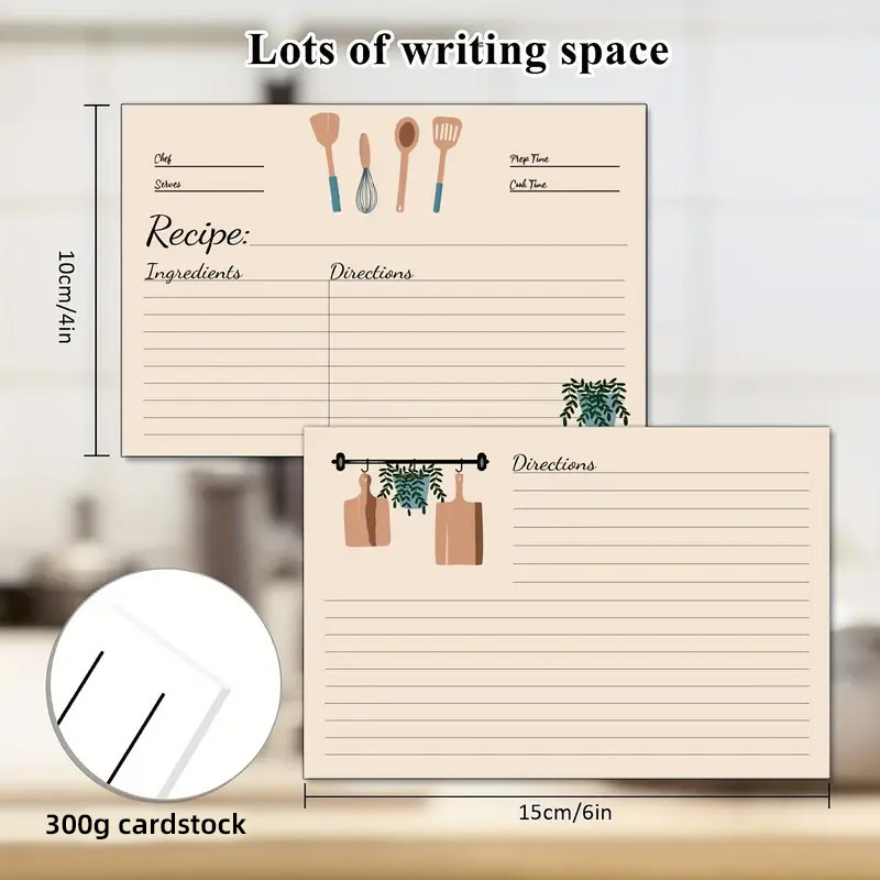 Карти за рецепти, хартия с покритие, печат, семпъл и модерен стил, поздравителна картичка.