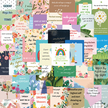 Painted Crow 52 darabos önadhéziós falmatrica készlet angol inspiráló idézetekkel — dekoratív kártyák hálószobába, szobába vagy kollégiumba