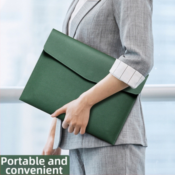 Чанта за документи PU кожа, голям обем, за A4 документи, портативна със щракваща закопчалка