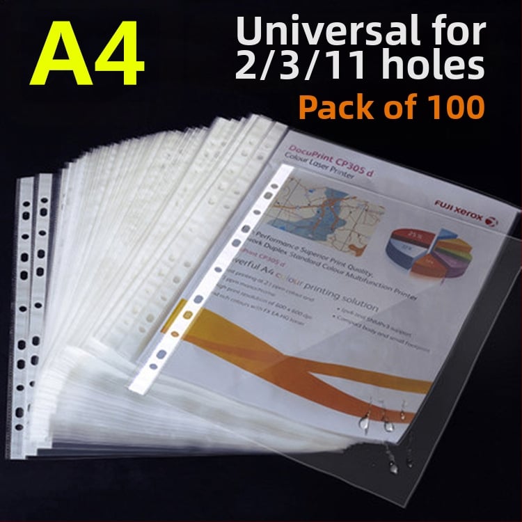 Cool PVC прозрачен файлов органайзер със клипсове за подвързване, слотен дизайн, съвместим с дупки 3/4/11, 100 бр./пакет