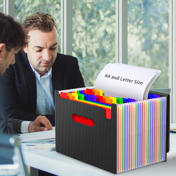 Аккордеонна файл-папка с дръжка, модел QH6035, пластмасов материал, 25 клетки, дебелина 0.2, лого OK