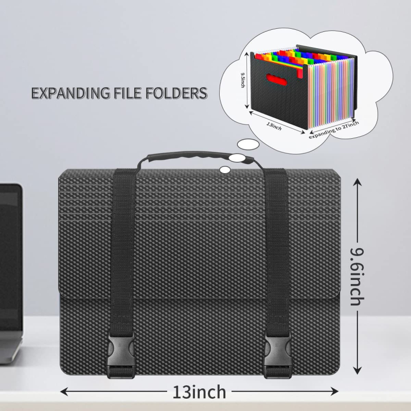 Аккордеонна файл-папка с дръжка, модел QH6035, пластмасов материал, 25 клетки, дебелина 0.2, лого OK